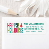 Prettige feestdagen getrokken | | Heldere veelkleu Etiket (Insitu)