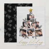 Prettige feestdagen getrokken | Kerstboom fotocoll Feestdagenkaart (Voorkant / Achterkant)