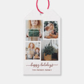 Prettige feestdagen getrokken | Moderne vier fotoc Cadeaulabel (Voorkant)