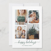 Prettige feestdagen getrokken | Moderne vier fotoc Feestdagenkaart (Voorkant)