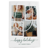 Prettige feestdagen getrokken | Moderne vier fotoc Medium Cadeauzakje (Voorkant)