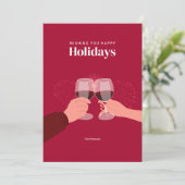 Prettige feestdagen getrokken | Toasting wijnglaze Kaart (Staand voorkant)