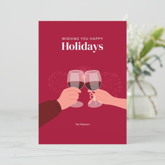 Prettige feestdagen getrokken | Toasting wijnglaze Kaart (Staand voorkant)