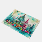 Prettige feestdagen getrokken | Vrolijk kerstfeest Deurmat (Schuin)