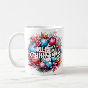 Prettige feestdagen getrokken Vrolijk kerstfeest Koffiemok