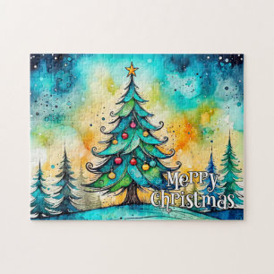 Prettige feestdagen getrokken   Vrolijk kerstfeest Legpuzzel