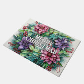 Prettige feestdagen getrokken | Vrolijk kerstkrans Deurmat (Schuin)