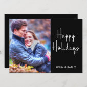 Prettige feestdagen getrokken | Zwarte fotokaart Feestdagenkaart (Voorkant / Achterkant)