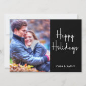 Prettige feestdagen getrokken | Zwarte fotokaart Feestdagenkaart (Voorkant)