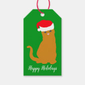 prettige feestdagen Ginger Cat in Santa Hat Cadeaulabel (Voorkant)
