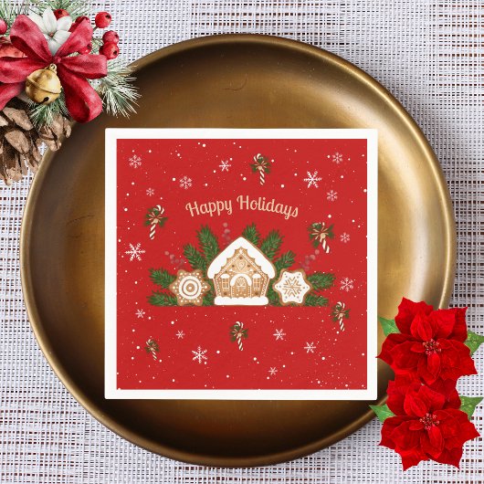 Prettige feestdagen Gingerbread House Servet
