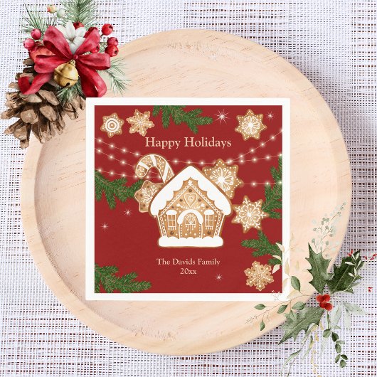 Prettige feestdagen Gingerbread House Servet
