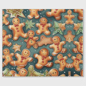Prettige feestdagen Gingerbread-koekjes Cadeaupapier (Vlak)