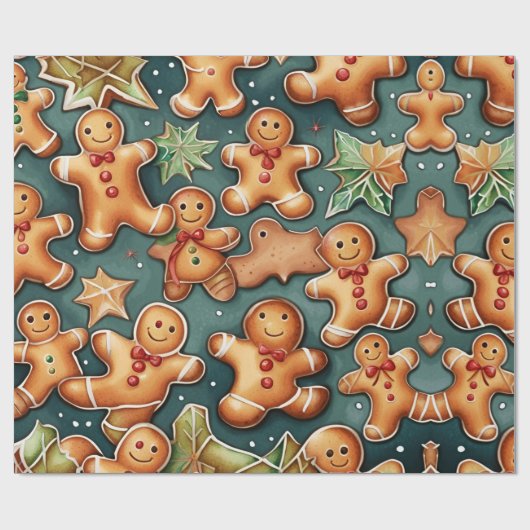 Prettige feestdagen Gingerbread-koekjes Cadeaupapier (Vlak)