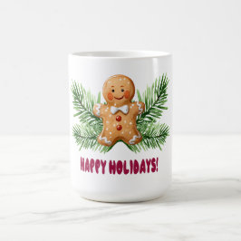 Prettige feestdagen Gingerbread Man & Pine Branche Koffiemok