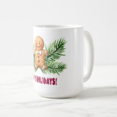 Prettige feestdagen Gingerbread Man & Pine Branche Koffiemok (Voorkant rechts)