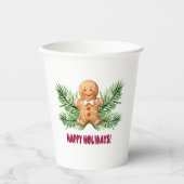 Prettige feestdagen Gingerbread Man & Pine Branche Papieren Bekers (Voorkant)