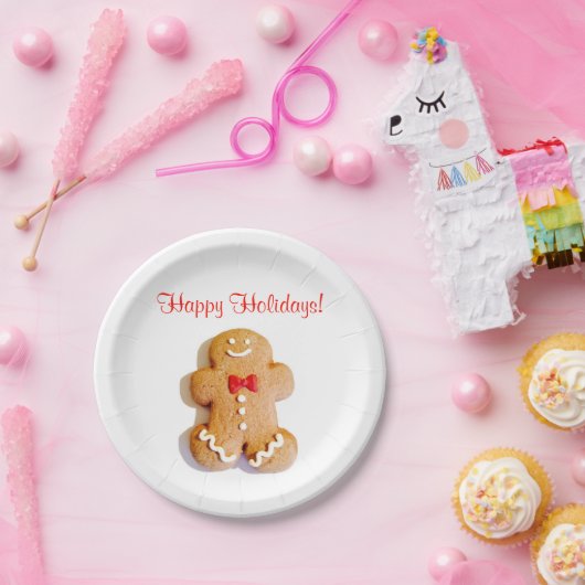 Prettige feestdagen Gingerbread Man Xmas Red Papieren Bordje (Feest)