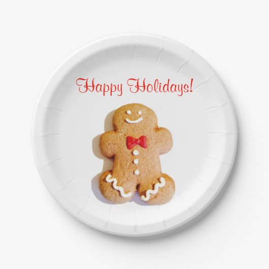 Prettige feestdagen Gingerbread Man Xmas Red Papieren Bordje (Voorkant)
