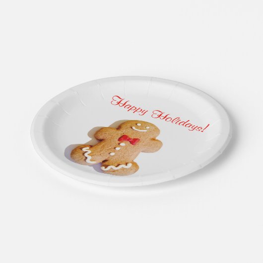 Prettige feestdagen Gingerbread Man Xmas Red Papieren Bordje (Gekanteld)