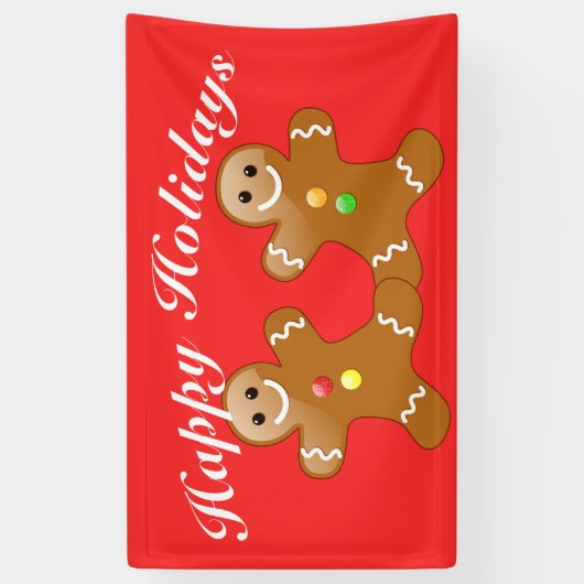 Prettige feestdagen Gingerbread Mannen Spandoek (Verticaal)