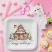 prettige feestdagen Gingerbrood House Papieren Bordje (Feest)