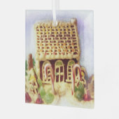 prettige feestdagen Gingerbrood House Square Glas Ornament (Voorkant links)