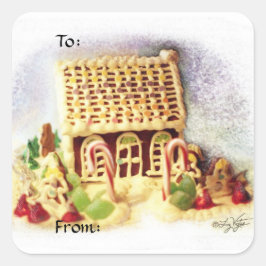 prettige feestdagen Gingerbrood HouseGift Labels