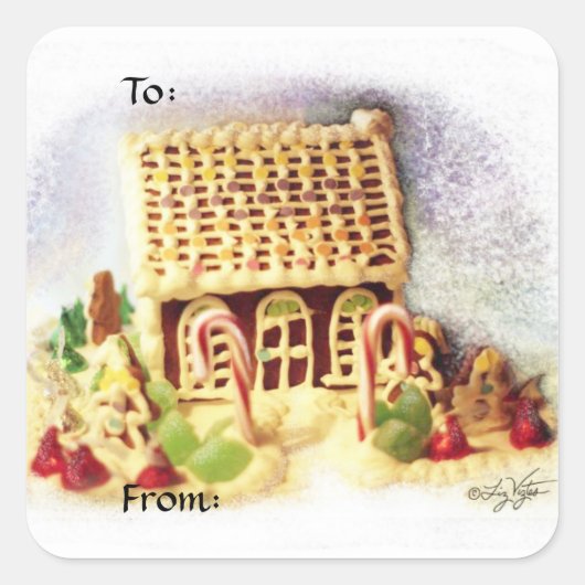 prettige feestdagen Gingerbrood HouseGift Labels (Voorkant)