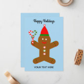 prettige feestdagen Gingerbrood Man #1-2 Holiday C Notitiekaartje (Voorkant / Achterkant in situ)