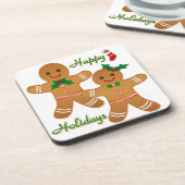 prettige feestdagen Gingerbrood Man Boy Girl Bier Onderzetter (Linkerzijde)