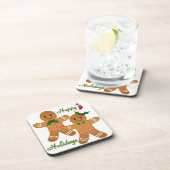 prettige feestdagen Gingerbrood Man Boy Girl Bier Onderzetter (Rechterzijde)