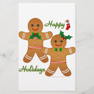 prettige feestdagen Gingerbrood Man Boy Girl Briefpapier