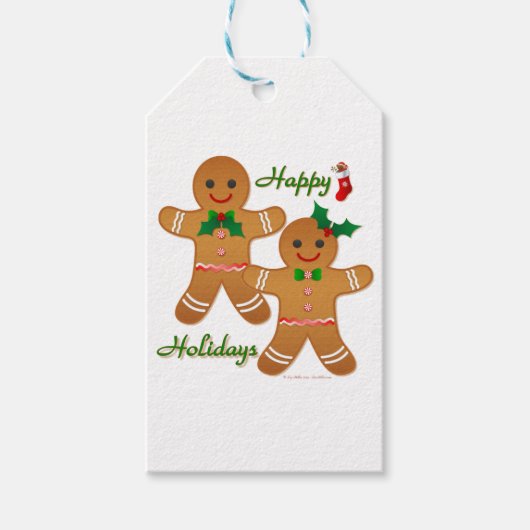 prettige feestdagen Gingerbrood Man Boy Girl Cadeaulabel (Voorkant)