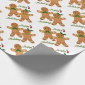 prettige feestdagen Gingerbrood Man Boy Girl Cadeaupapier (Hoek)