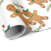 prettige feestdagen Gingerbrood Man Boy Girl Cadeaupapier (Rol Hoek)
