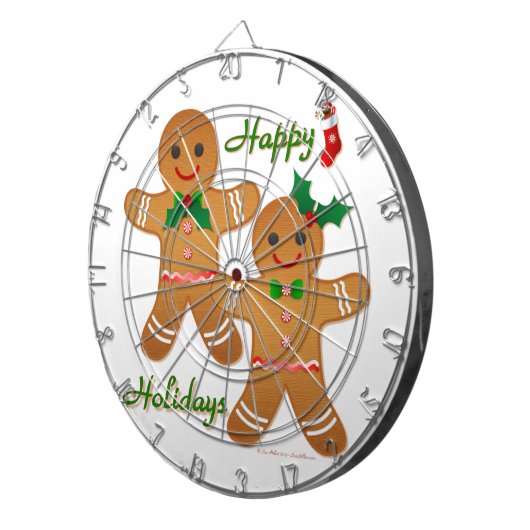 prettige feestdagen Gingerbrood Man Boy Girl Dartbord (Voorkant Rechts)