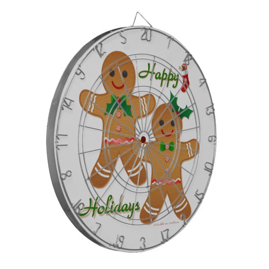 prettige feestdagen Gingerbrood Man Boy Girl Dartbord (Voorkant Links)