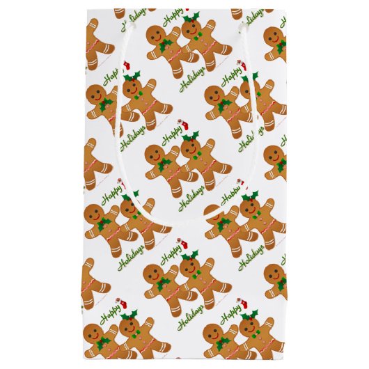 prettige feestdagen Gingerbrood Man Boy Girl Klein Cadeauzakje (Voorkant)