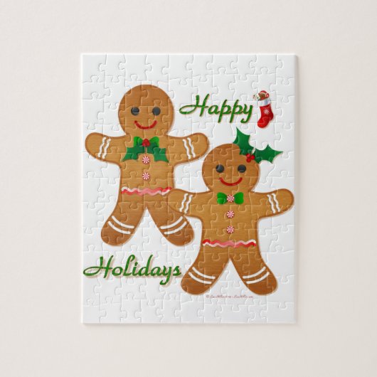 prettige feestdagen Gingerbrood Man Boy Girl Legpuzzel (Verticaal)