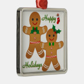 prettige feestdagen Gingerbrood Man Boy Girl Metalen Ornament (Rechts)