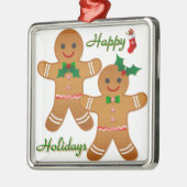 prettige feestdagen Gingerbrood Man Boy Girl Metalen Ornament (Links)