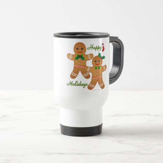 prettige feestdagen Gingerbrood Man Boy Girl Reisbeker (Voorkant rechts)