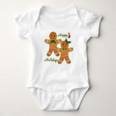 prettige feestdagen Gingerbrood Man Boy Girl Romper (Voorkant)
