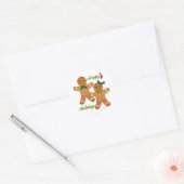 prettige feestdagen Gingerbrood Man Boy Girl Ronde Sticker (Envelop)