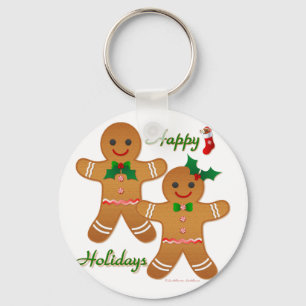 prettige feestdagen Gingerbrood Man Boy Girl Sleutelhanger