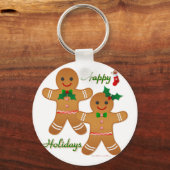 prettige feestdagen Gingerbrood Man Boy Girl Sleutelhanger (Voorkant)