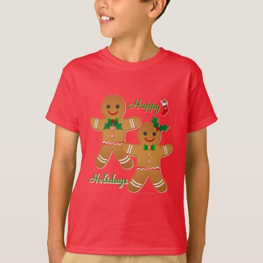 prettige feestdagen Gingerbrood Man Boy Girl T-shirt (Voorkant)