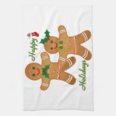 prettige feestdagen Gingerbrood Man Boy Girl Theedoek (Verticaal)