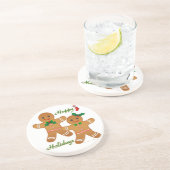 prettige feestdagen Gingerbrood Man Boy Girl Zandsteen Onderzetter (Zijkant)